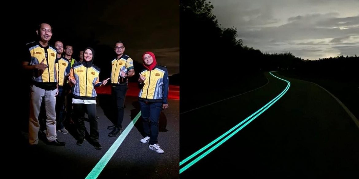Netizen Teruja Lihat Garisan ‘Glow In The Dark’ Pertama Terpanjang